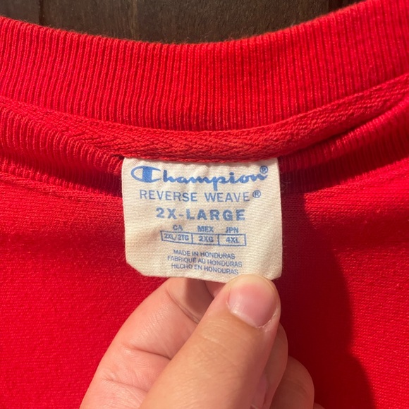 Champion Bold Red Crewneck Sweatshirt | Unisex Sweatshirts - Picture 4 of 6